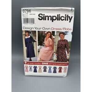 Simplicity 9786 Uncut Dress Pattern Size 18W–24W Design Your Own 1990s